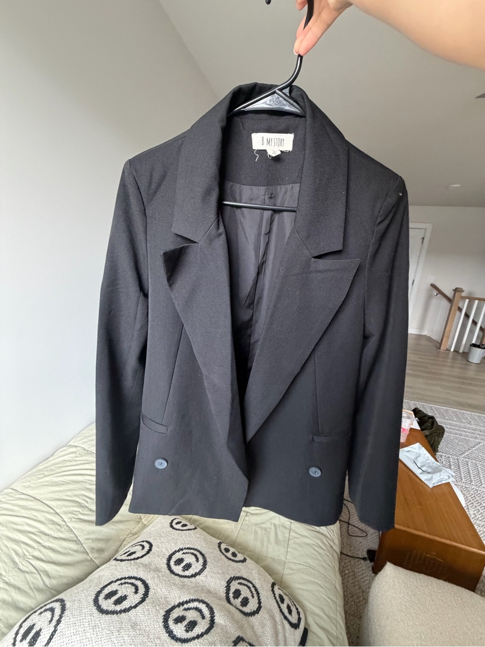 My Story Black Double-Breasted Blazer